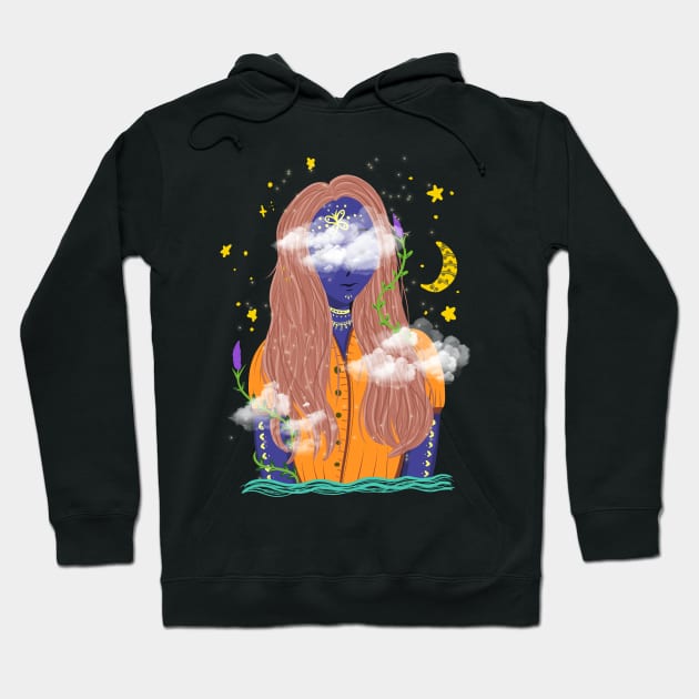 Magical Lady In The Night Sky Hoodie by Lizzamour